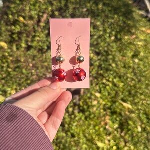 Elegant Red and Gold Dangle Earrings